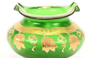 Vase, Green Bohemian Art Glass