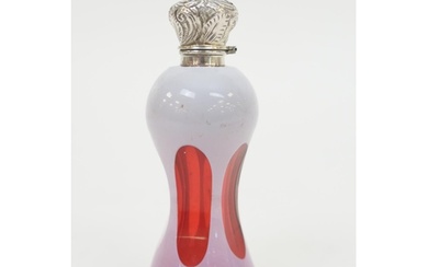 Victorian ruby glass and lilac overlay waisted scent bottle,...