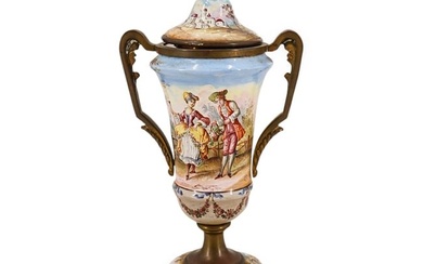 Viennese Painted Enamel Urn