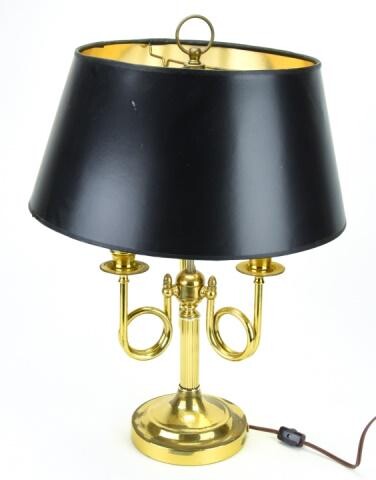 Vintage Brass Tone Trumpet Form Bouillotte Lamp