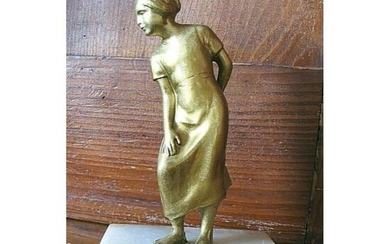 Vintage Cold Painted Bronze Figure of a Young Woman