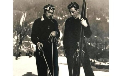 Vintage Colorado Skiing Scene, Sepia Photo Print