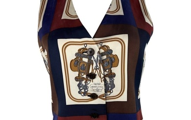 Vintage Hermès Paris Brides De Gala Silk Vest, Size 38