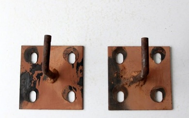 Vintage Industrial Hardwood Hooks Pair