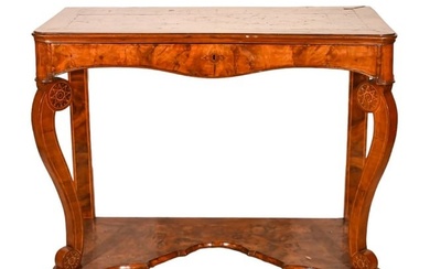 Vintage Italian Carved Burl Wood Console Table