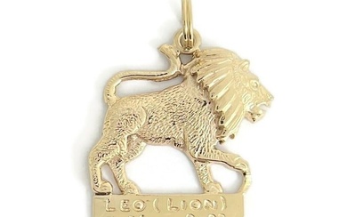 Vintage Leo Lion Necklace Pendant Bracelet Charm 14K Yellow Gold, 4.08 Grams