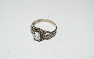 Vintage Sterling Silver Rhinestone Ring 5.7