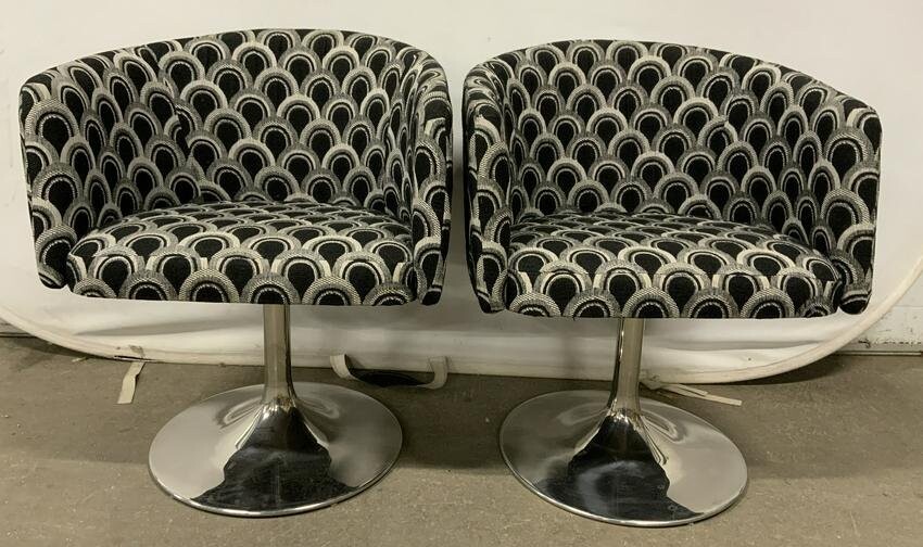 Vintage Upholstered MCM Swivel Chairs