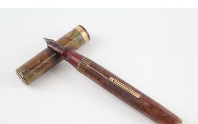 Vintage WATERMAN Ideal Brown Lacquer Fountain Pen w/ 14ct Go...