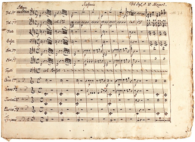 W. A. Mozart. Contemporary copy of the Symphony in D, arranged by the composer from the 'Haffner' Serenade