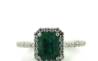 White Gold, Emerald and Diamond Ring