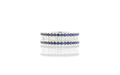 White Gold, Sapphire and Diamond Band Ring