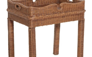 Wicker Tray Top Side Table, Late 20th Century