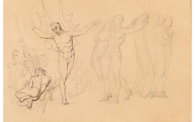 William Blake (1757-1827), Adam and Eve Expelled from Eden (circa 1820-5 (?))