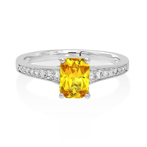 Yellow Sapphire Ring set with 1.1ct. yellow sapphire and 0.1...