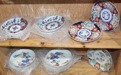 (lot of 18) Two Shelves of Japanese Ceramics