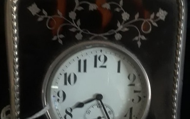 sterling silver and Tortoiseshell Clock in original travel box