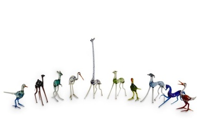 (10 Pc) Murano Art Glass Animal Figurines Collection
