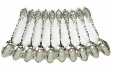10 Unger Bros Sterling Silver Teaspoons in Narcissus