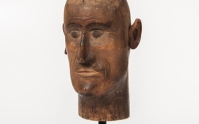 Carved Pine Head of a Man