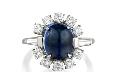 An Unheated Ceylon Sapphire and Diamond Ring