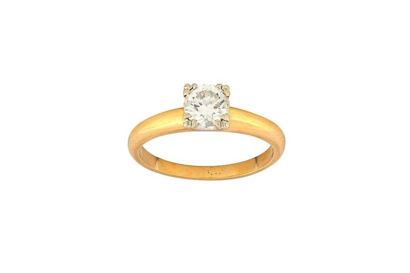A diamond single-stone ring The brilliant-cut diamond, to a...