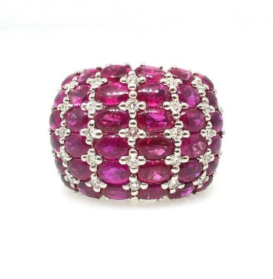 12.82 cttw Diamond and Ruby Wide Band Dome Ring in