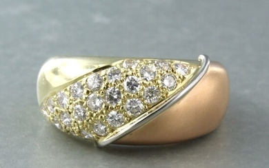 14 kt. Pink gold, White gold, Yellow gold - Ring - 0.88 ct Diamond