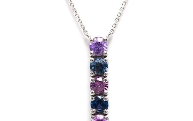 14 kt. White gold - Necklace with pendant - 1.39 ct Sapphires - No Reserve Price