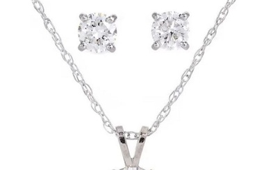 1.40cts Brilliant Round Diamond Necklace and Earring Set