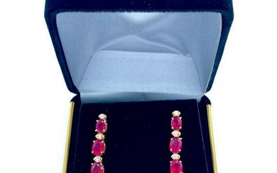 14K Gold Natural Ruby & Diamond earrings