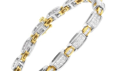 14K Two-Tone Gold 3.0 Carat Diamond Link Bracelet 'H-I, SI2-I1'