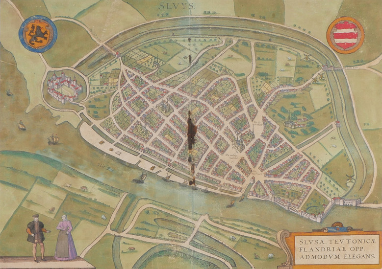 1575 Braun & Hogenberg Antique Map, Sluys