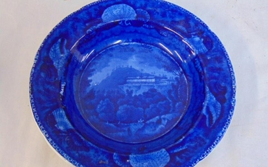 Wood & Son flo blue plate, .".chard house..mountains"