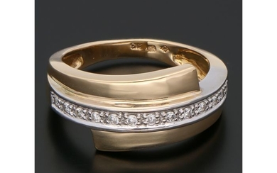 18 kt. Bicolour, Gold - Ring - 0.13 ct Diamond