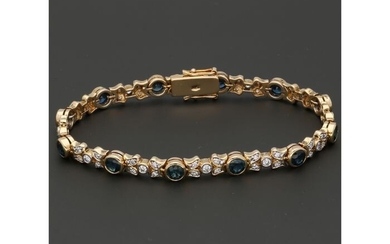 18 kt. Gold - Bracelet - 0.47 ct Diamond - Sapphire