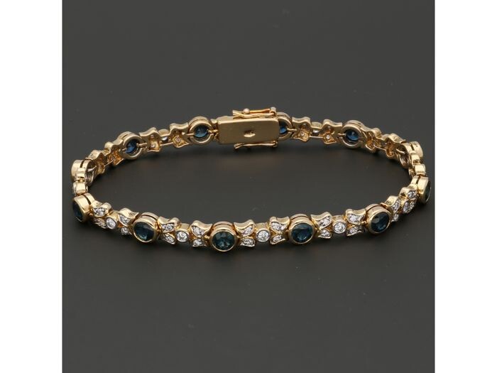 18 kt. Gold - Bracelet - 0.47 ct Diamond - Sapphire