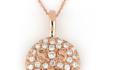 18 kt. Pink gold - Necklace, Necklace with pendant - 0.60 ct Diamond