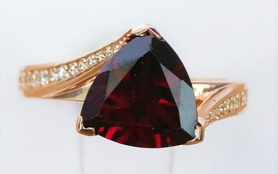 18 kt. Pink gold - Ring - 2.91 ct Garnet - Diamond