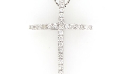18 kt. White gold - Necklace with pendant - 0.42 ct Diamonds