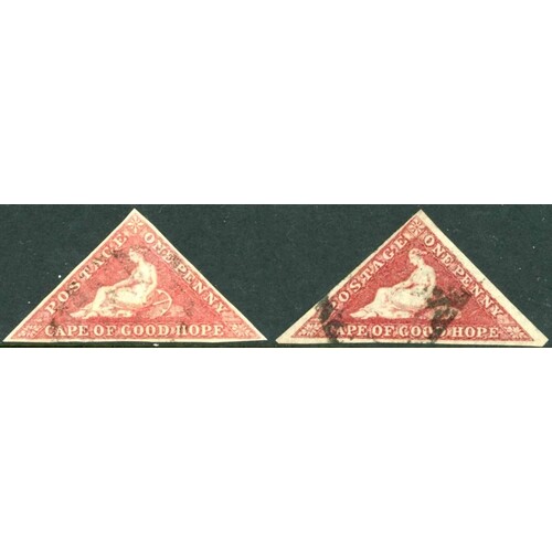 1853-63 WHITE PAPER 1d ROSE, nine three margined used exampl...