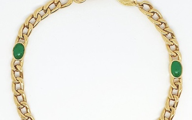 18k yellow gold bracelet. , with 4 oval cabochon emeralds...