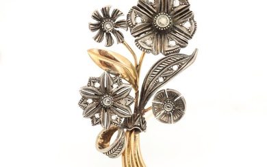 19,2 kt. Gold - Brooch Diamond - Flower