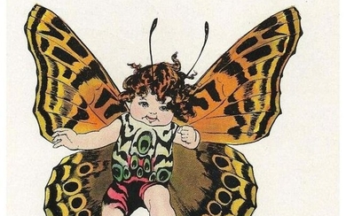 1914 Butterfly Babies Lithograph, Tawny Emperor