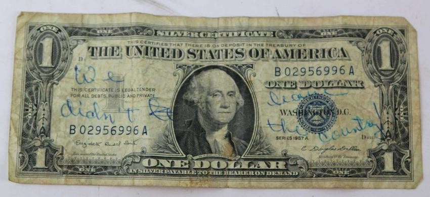 1957- A SILVER CERTIFICATE $ONE DOLLAR BILL