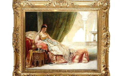 19TH C ORIENTAL LADY PORTRAIT PAINTING SIGNED