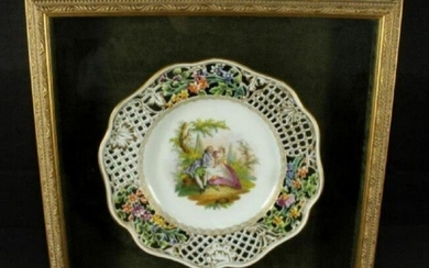 19Th Century Reticulated Framed Dresden Plate
