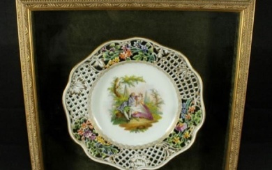 19Th Century Reticulated Framed Dresden Plate