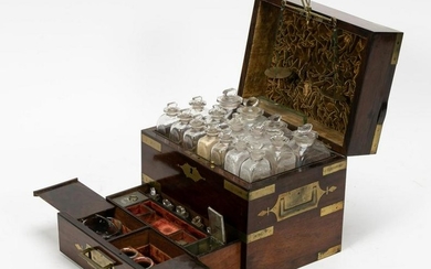 19th C. Rosewood Portable Apothecary Chest, 16pcs