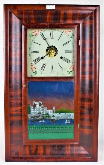 19th century American wall clock, Jerome & Co. New Haven, housed within a mahogany case, 65.5cm